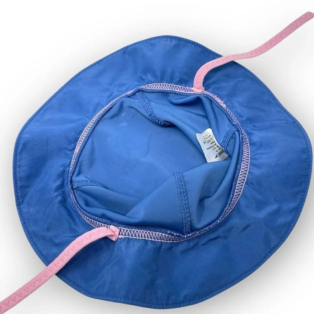 Speedo UV 50 Bucket Swim Hat Kids Baby Sz S/M 6-12 Months Blue Pink Dolphins